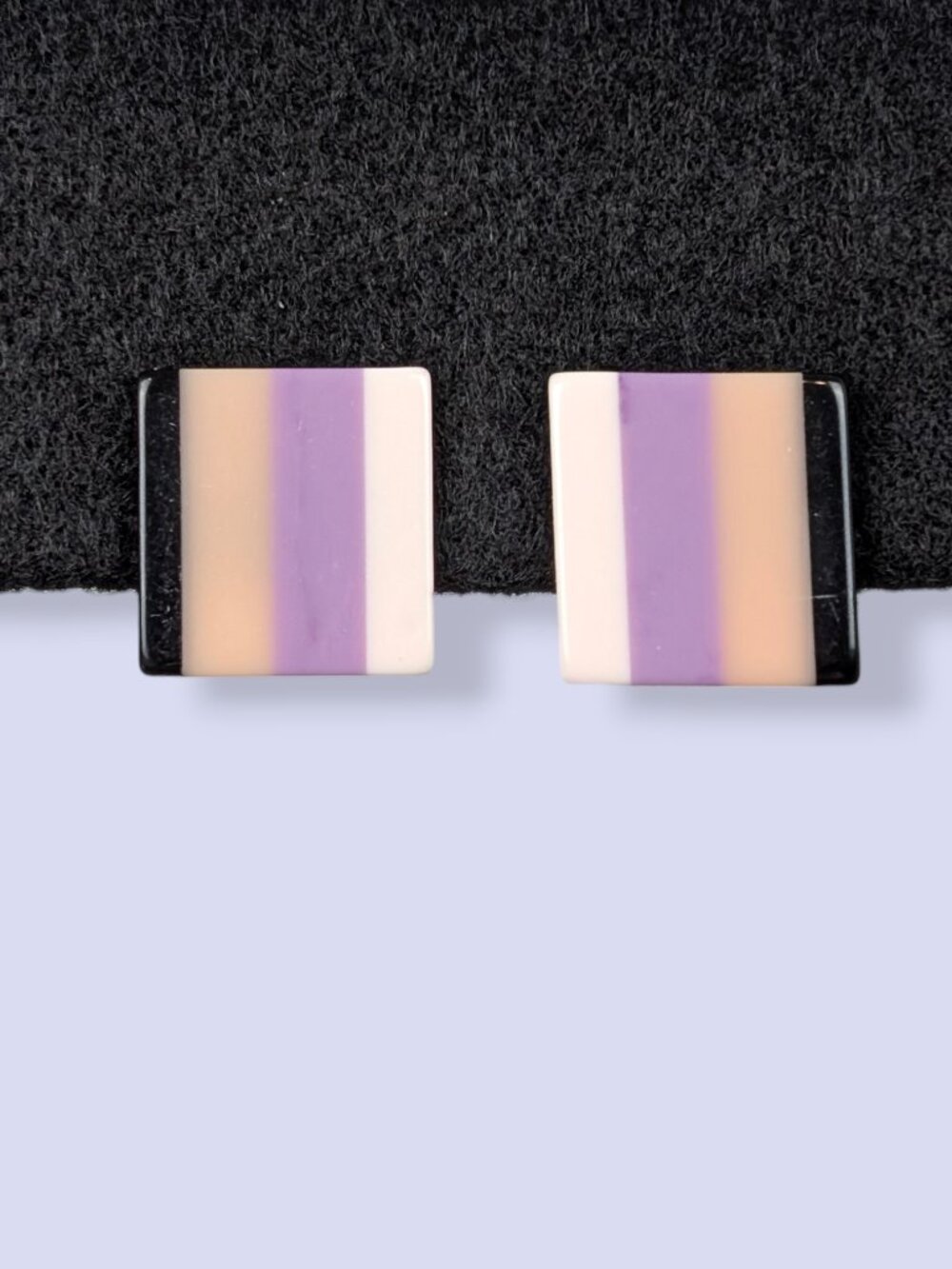 Vintage 80s Square Striped Stud Earrings
